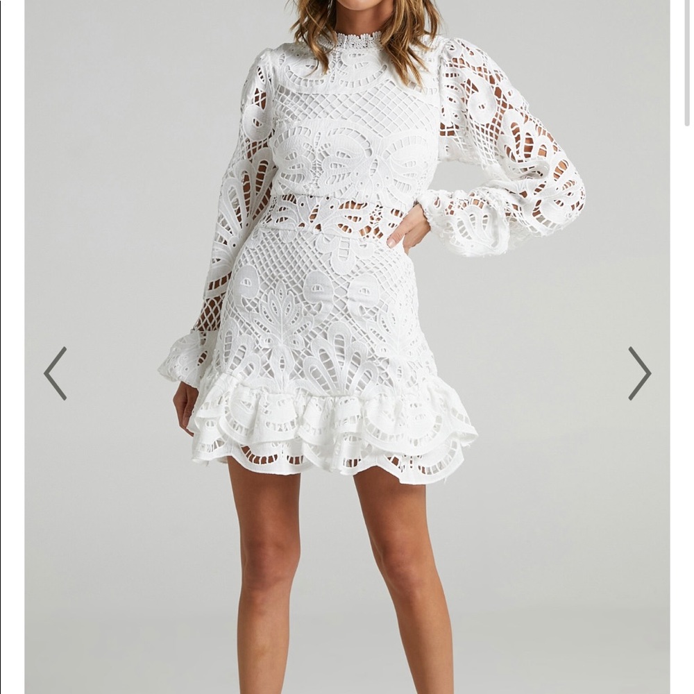 Showpo white lace dress - size 4